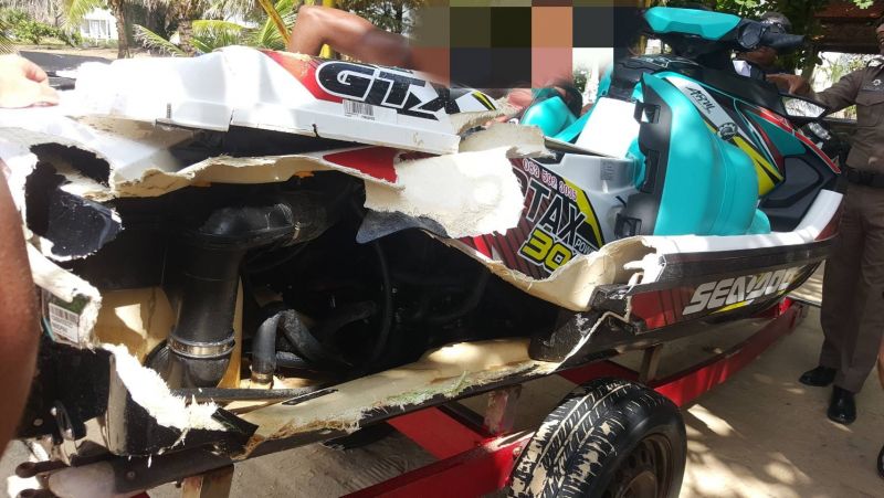 На западном побережье Пхукета произошло столкновение водного мотоцикла в неназванным препятствием