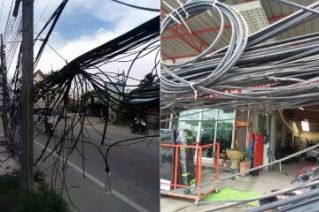 В Чонбури электрики обмотали проводами целый магазин