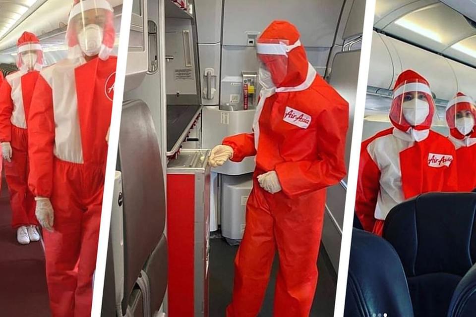 На стюардесс надели защиту как на медперсонал в коронавирусной Коммунарке
