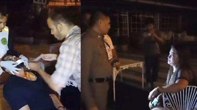 Тайская женщина откусила губу туристу на улице