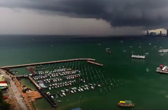Hyperlapse of a big storm brewing across Pattaya bay from the Pattaya sign. part 2