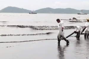 Oil Spill spread to Samet Island's Ao Prao