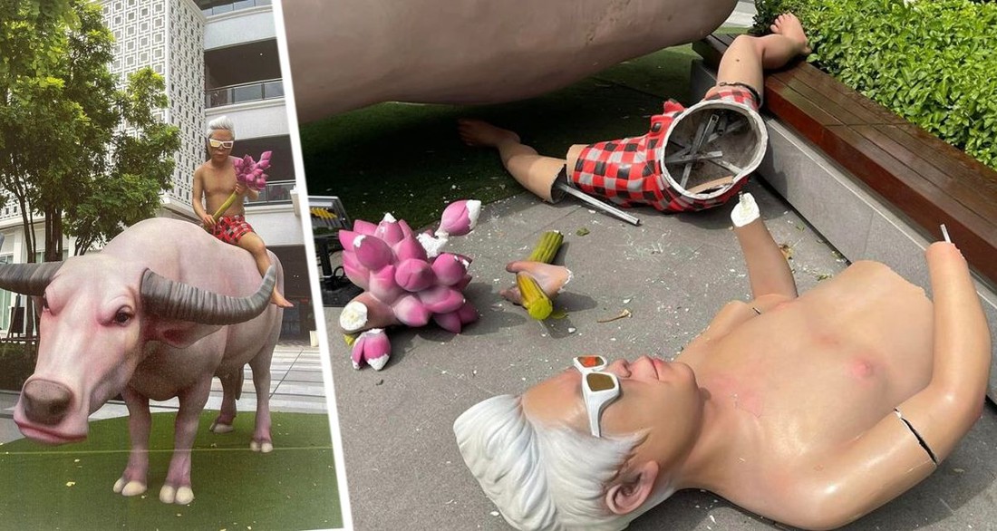 Группа пьяных туристов уничтожила в Таиланде статую, демонстрирующую «хаос» и «спокойствие»