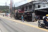 Truck wipes out motorists, shopfronts in Patong ( Ban Patong, Phuket, Thailand )