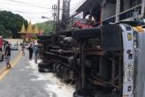 Truck wipes out motorists, shopfronts in Patong ( Ban Patong, Phuket, Thailand )