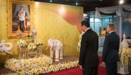 Юбилейная выставка в честь установления 120-летия дипломатических отношений между Россией и Таиландом. Бангкок, здание Национальной законодательной ассамблеи